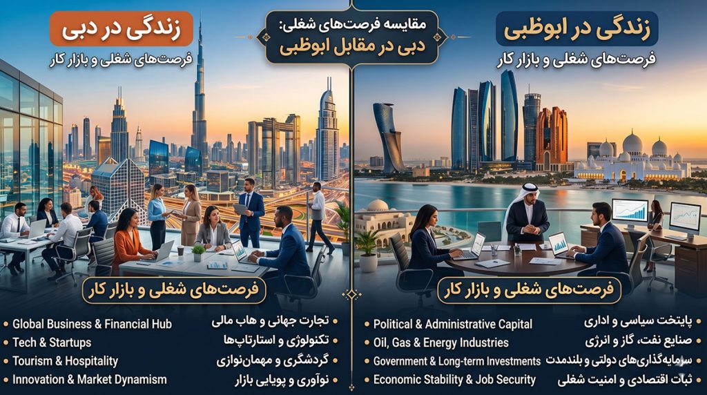 زندگی در دبی یا ابوظبی: مقایسه فرصت‌ های شغلی و بازار کار